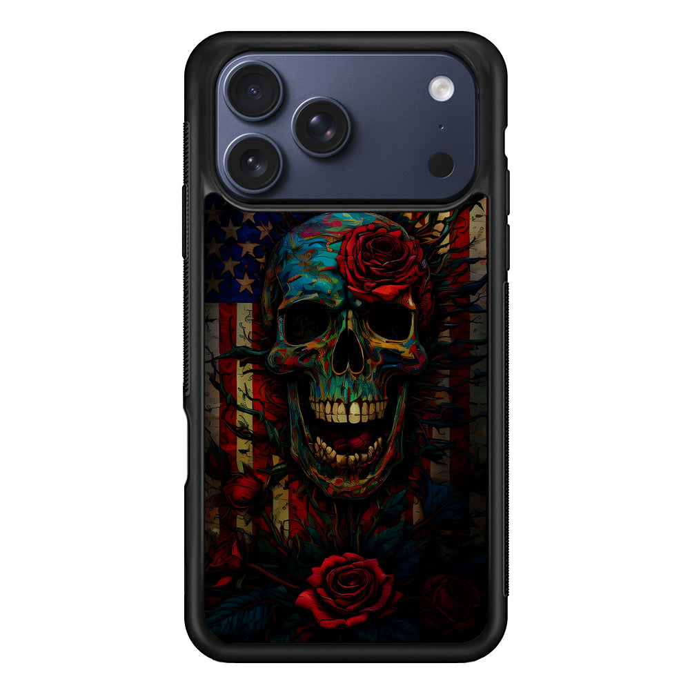 American Flag Skulls and Flower iPhone 17 Pro Max Case - Xtracase