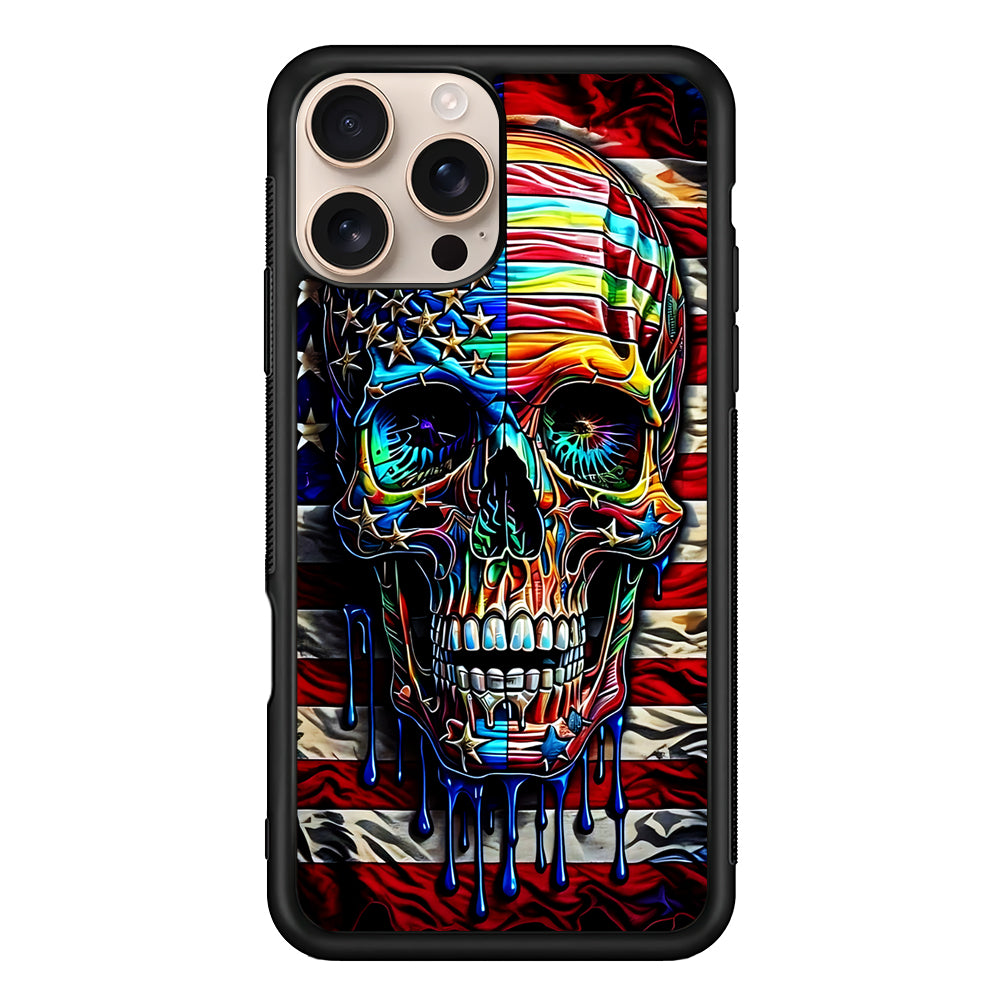 American Flag with Face Skulls iPhone 16 Pro Case - iPhone 16 Pro