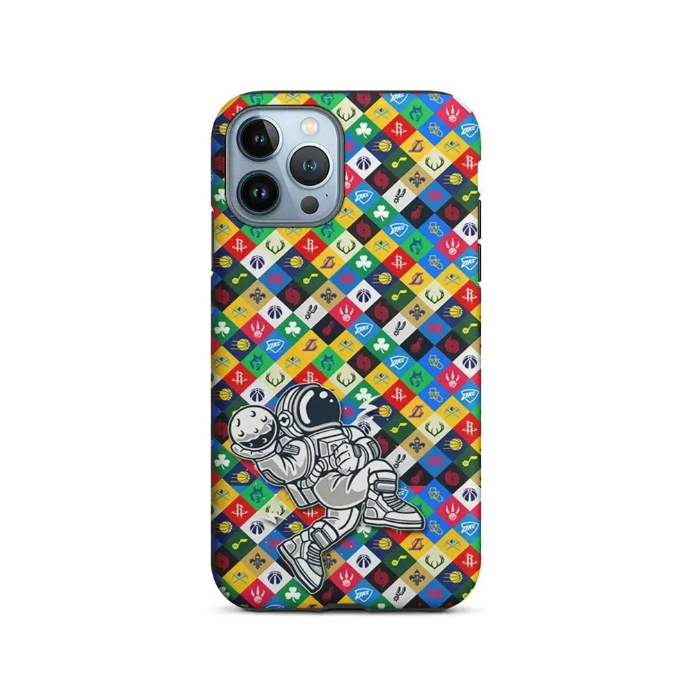 Astronauts Basketball Team Logo iPhone 15 Pro Max Case-2 in 1 Tough Case-Xtracase