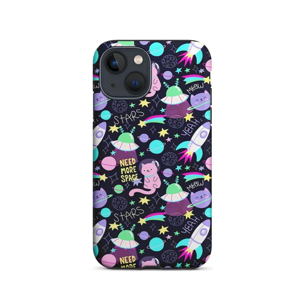 Astronauts Rockets Cat iPhone 14 Plus Case-2 in 1 Tough Case-Xtracase