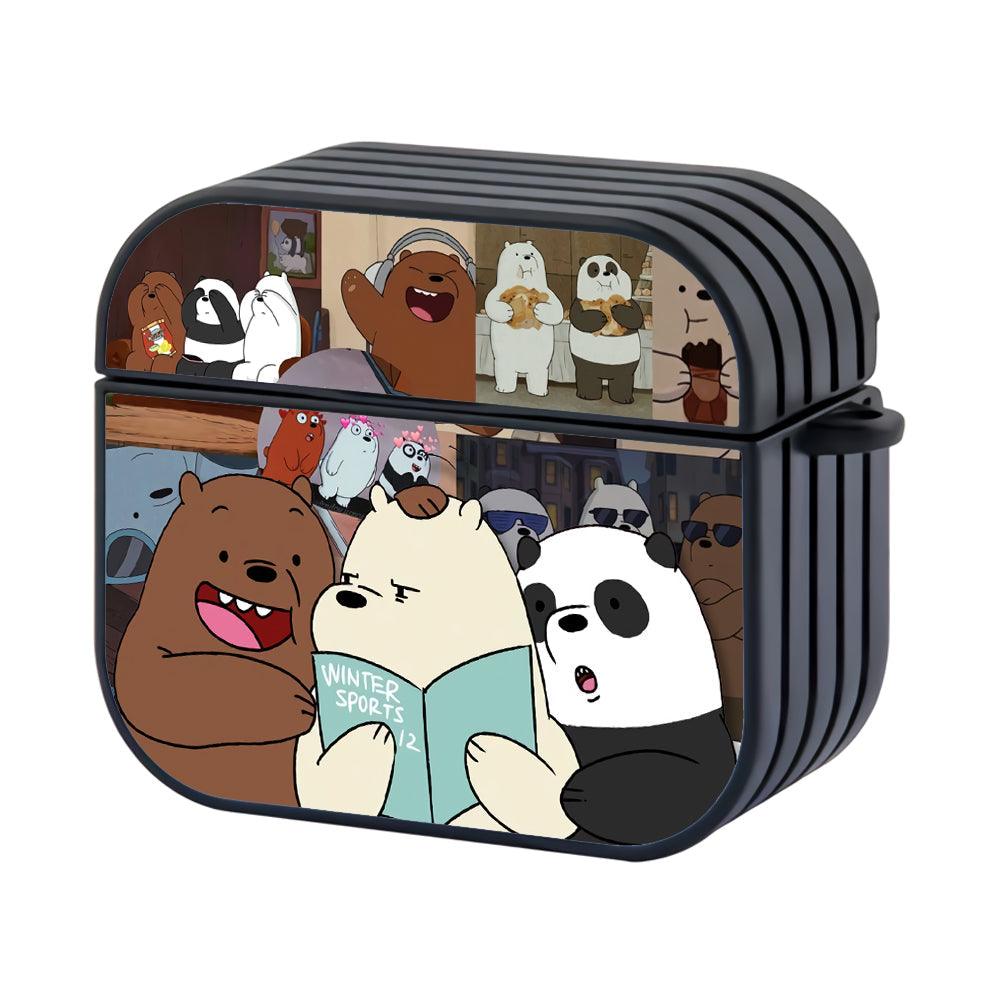 Bare Bears Learning The Winter Sports Hard Plastic Case Cover For Apple Airpods 3-Xtracase