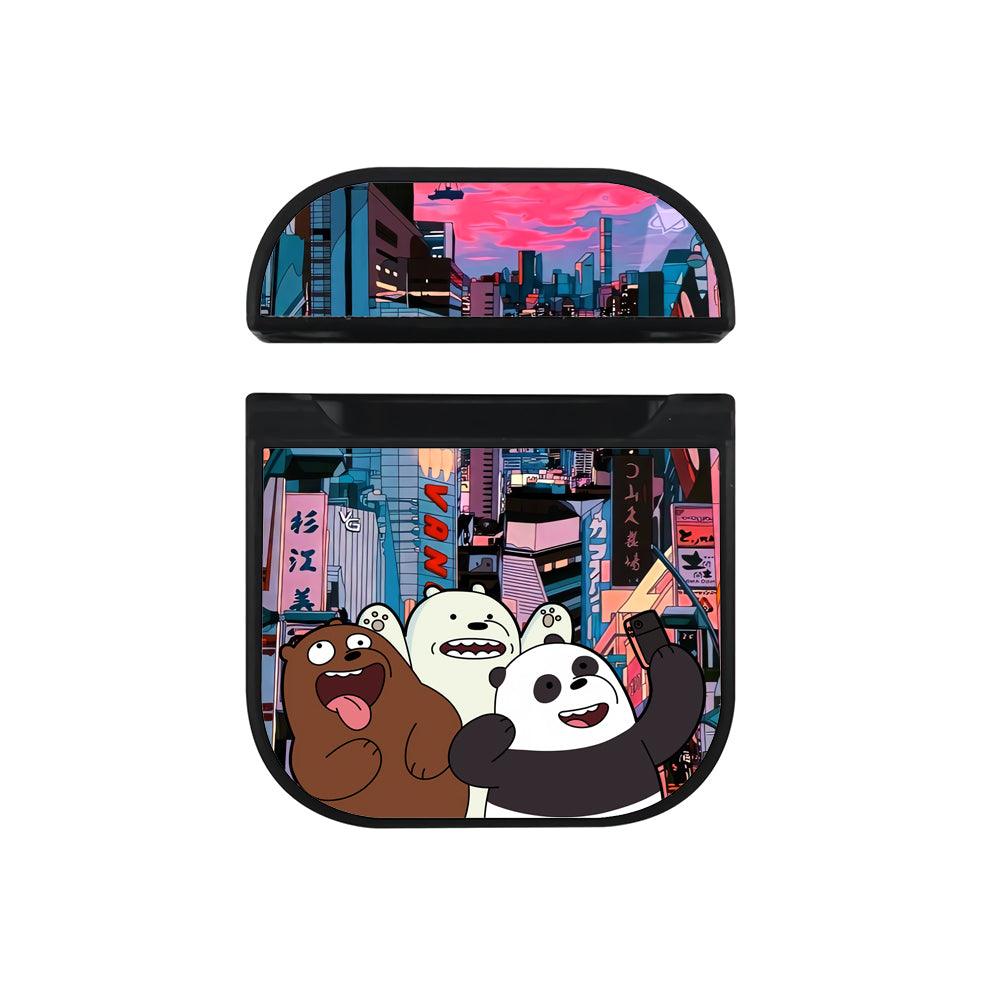 Bare Bears Vacation Abroad Hard Plastic Case Cover For Apple Airpods-Xtracase