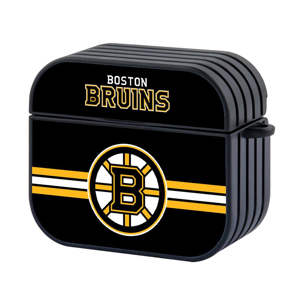 Boston Bruins NHL Black Shape and Shadow Hard Plastic Case Cover For Apple Airpods 3-Xtracase