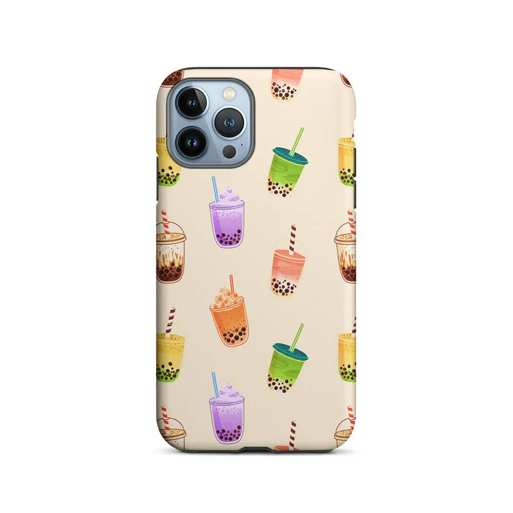 Bubble Tea Cups Colorful iPhone 13 Pro Case-2 in 1 Tough Case-Xtracase