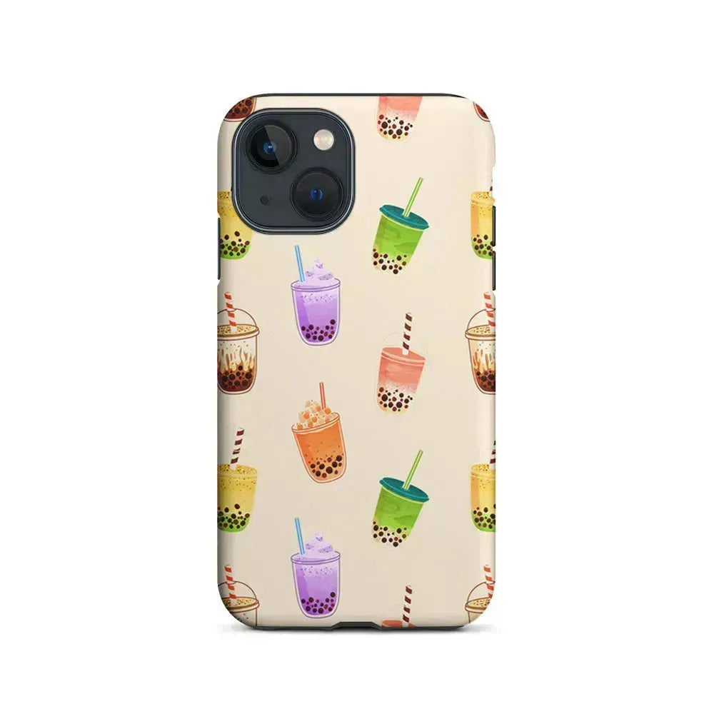 Bubble Tea Cups Colorful iPhone 13 Mini Case-2 in 1 Tough Case-Xtracase