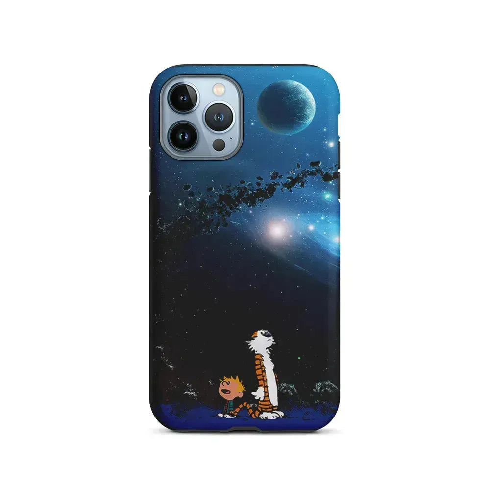 Calvin and Hobbes Galaxy iPhone 15 Pro Max Case-2 in 1 Tough Case-Xtracase