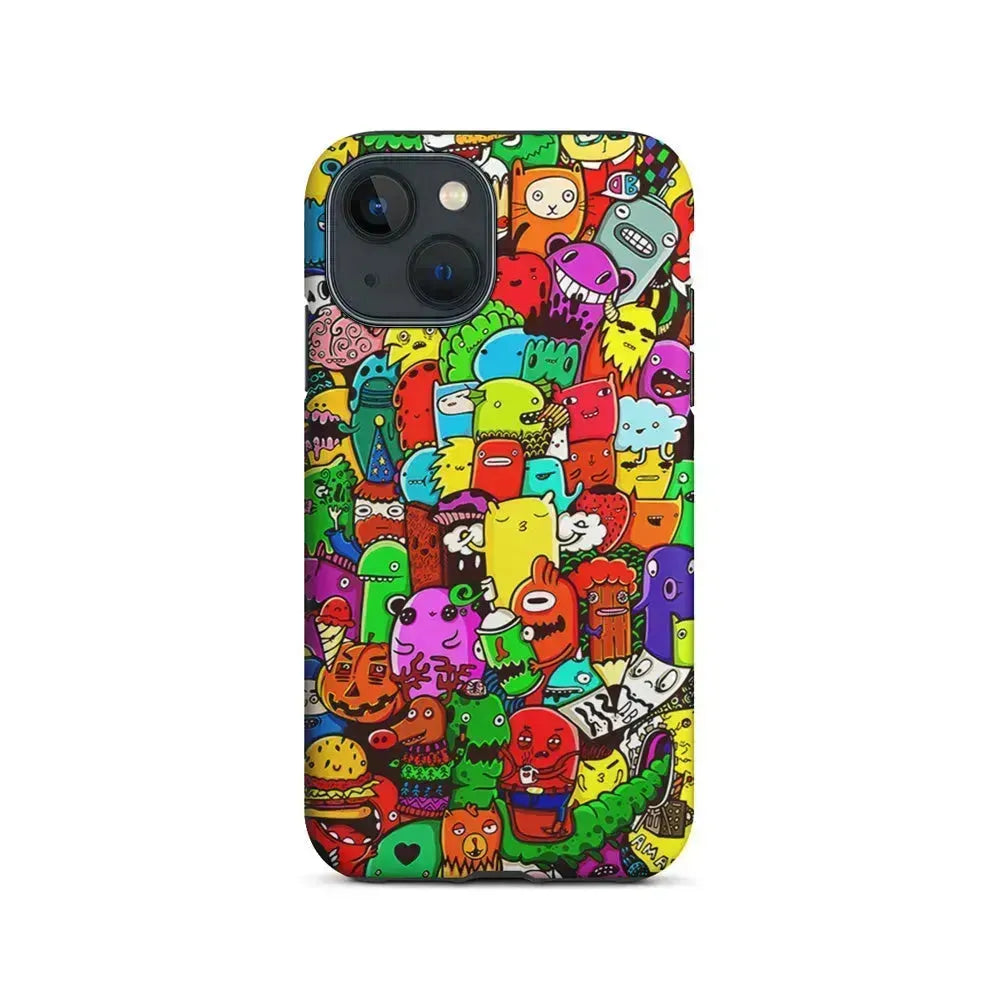 Cartoon Doodle Drawing Art iPhone 13 Mini Case-2 in 1 Tough Case-Xtracase
