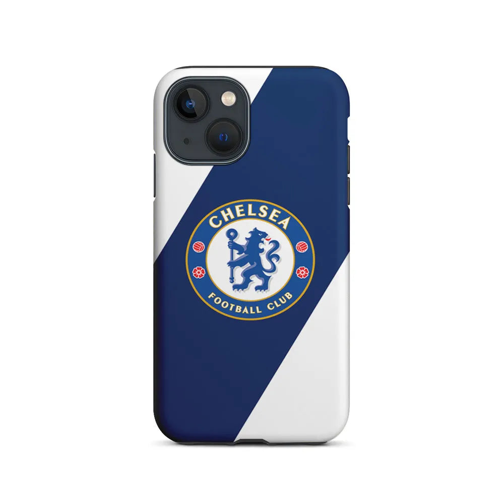 Chelsea FC Stripe Sling Logo iPhone 14 Plus Case-2 in 1 Tough Case-Xtracase