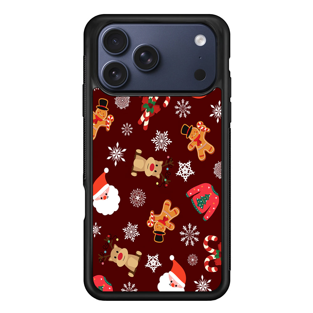 Christmas Ornaments Pattern Maroon iPhone 17 Pro Max Case - Xtracase