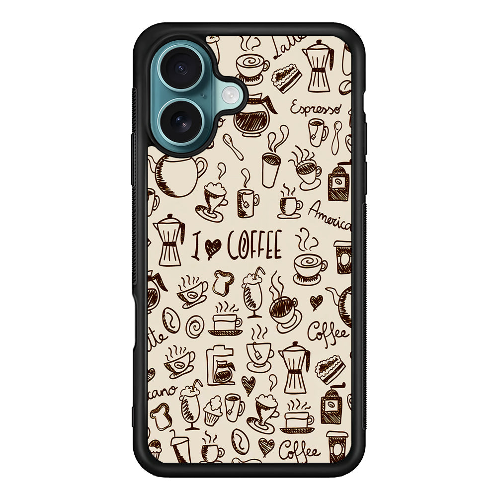 CoffeeTime Doodle iPhone 16 Plus Case - Xtracase