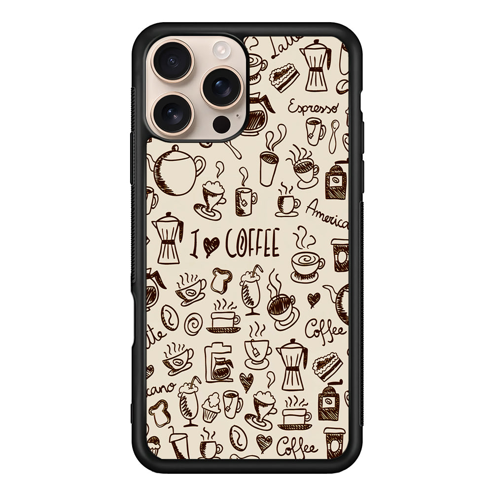 CoffeeTime Doodle iPhone 16 Pro Case - iPhone 16 Pro