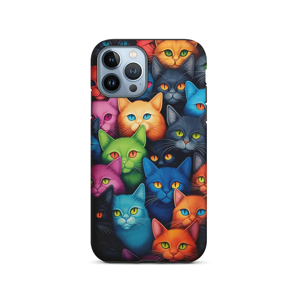Collection of Colorful Cats iPhone 13 Pro Case-2 in 1 Tough Case-Xtracase