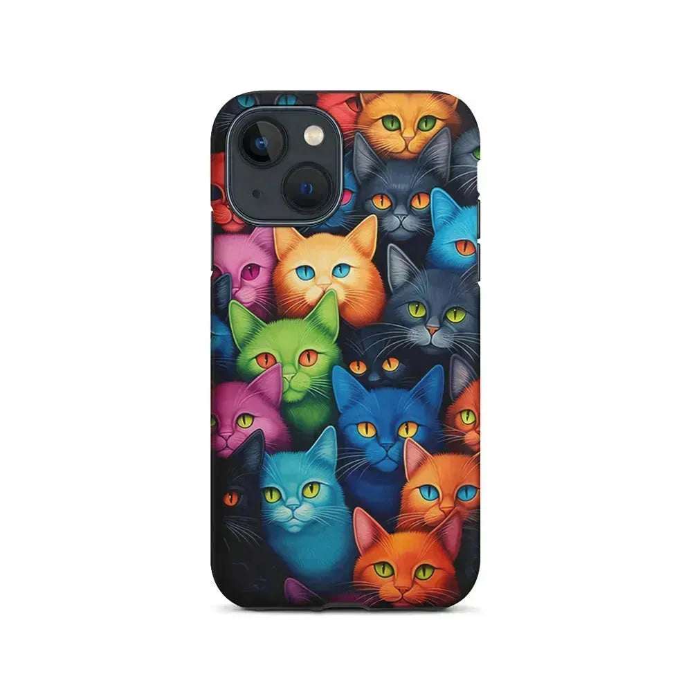 Collection of Colorful Cats iPhone 13 Mini Case-2 in 1 Tough Case-Xtracase