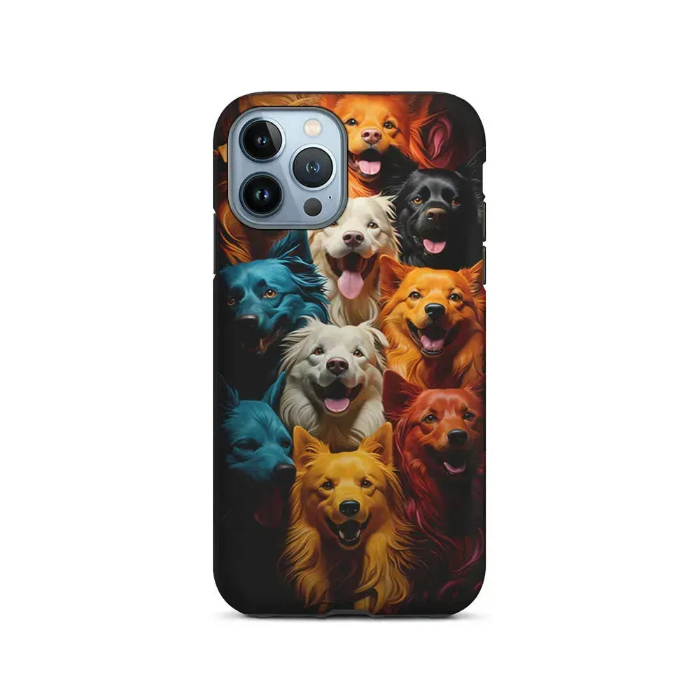 Collection of Colorful Dogs iPhone 15 Pro Max Case-2 in 1 Tough Case-Xtracase