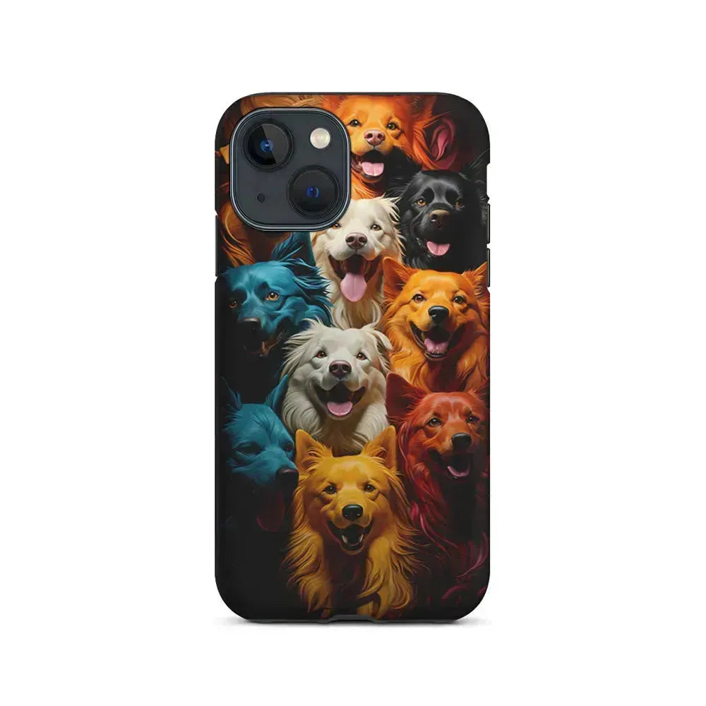 Collection of Colorful Dogs iPhone 13 Mini Case-2 in 1 Tough Case-Xtracase