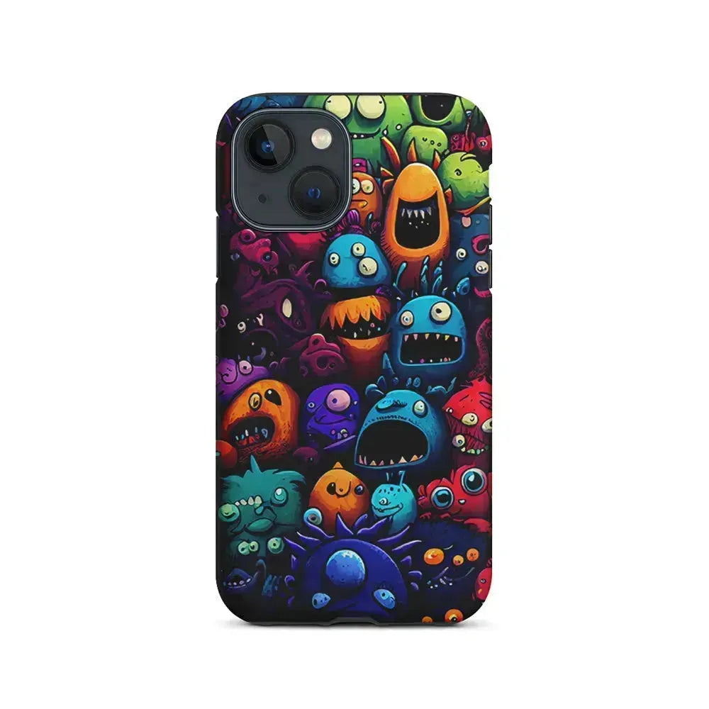 Colorful Monster Doodle Art iPhone 13 Mini Case-2 in 1 Tough Case-Xtracase