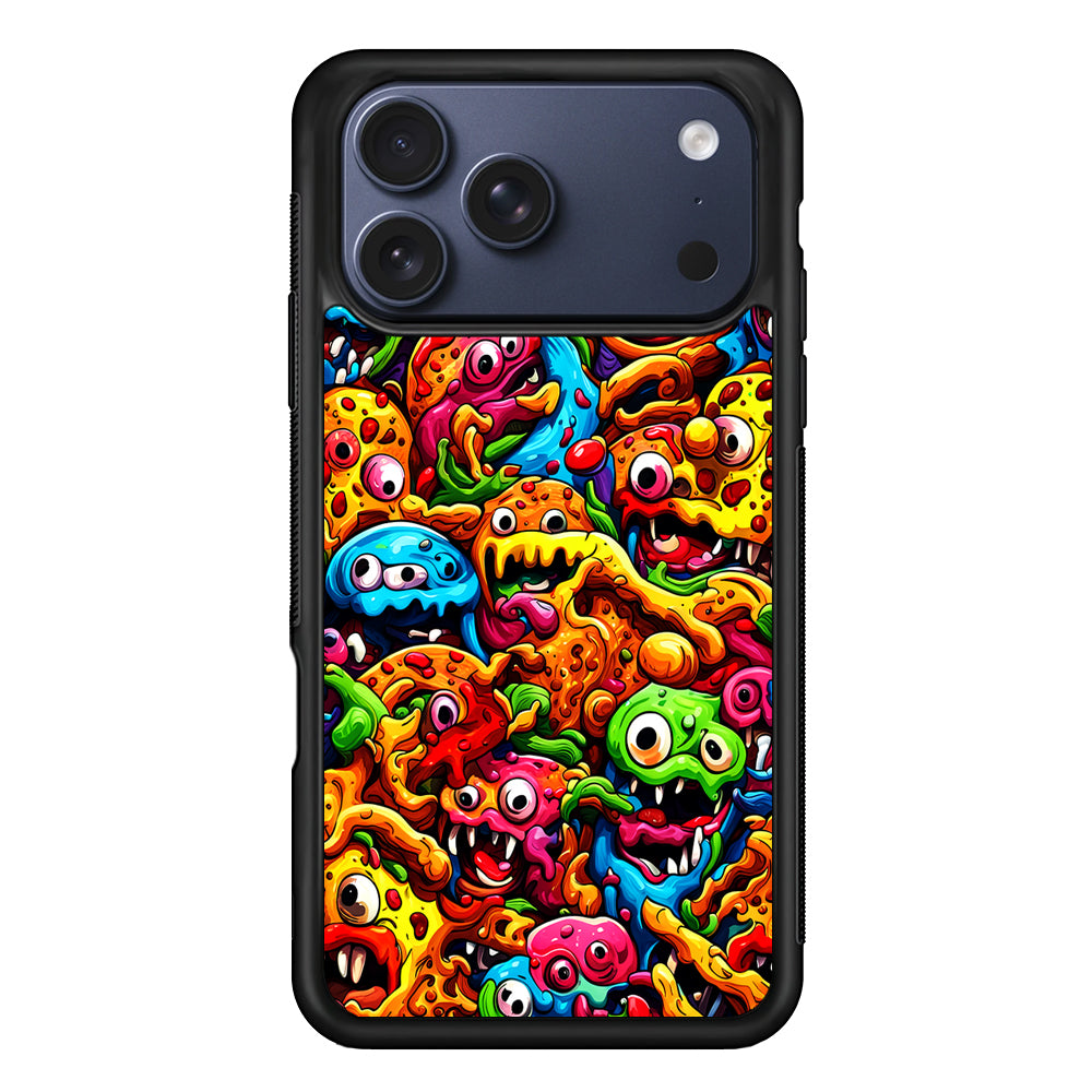 Colorful Monster Doodle Pizza iPhone 17 Pro Max Case - Xtracase