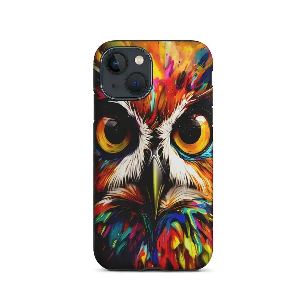 Colorful Owl Face iPhone 13 Mini Case-2 in 1 Tough Case-Xtracase