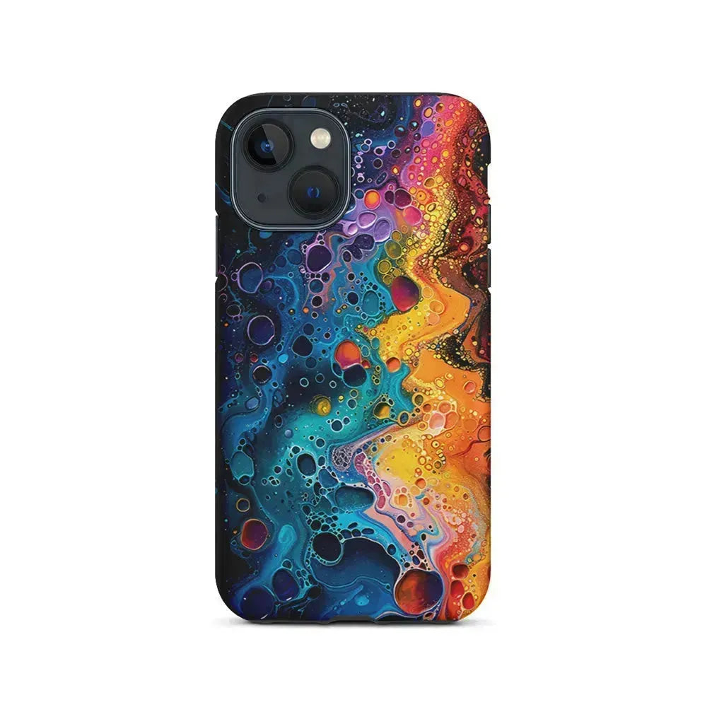 Colorful Painting with Lots of Bubbles iPhone 13 Mini Case-2 in 1 Tough Case-Xtracase