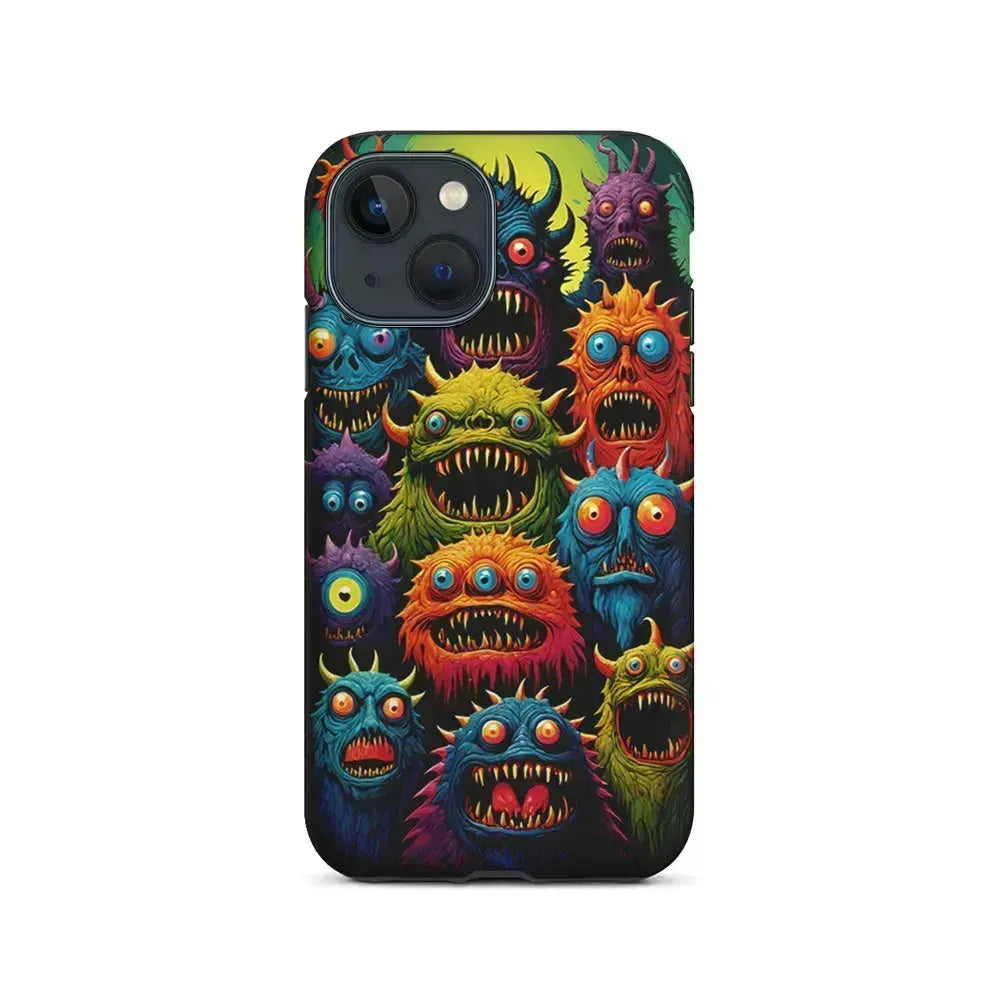 Colorful Scary Monster Doodle iPhone 13 Mini Case-2 in 1 Tough Case-Xtracase