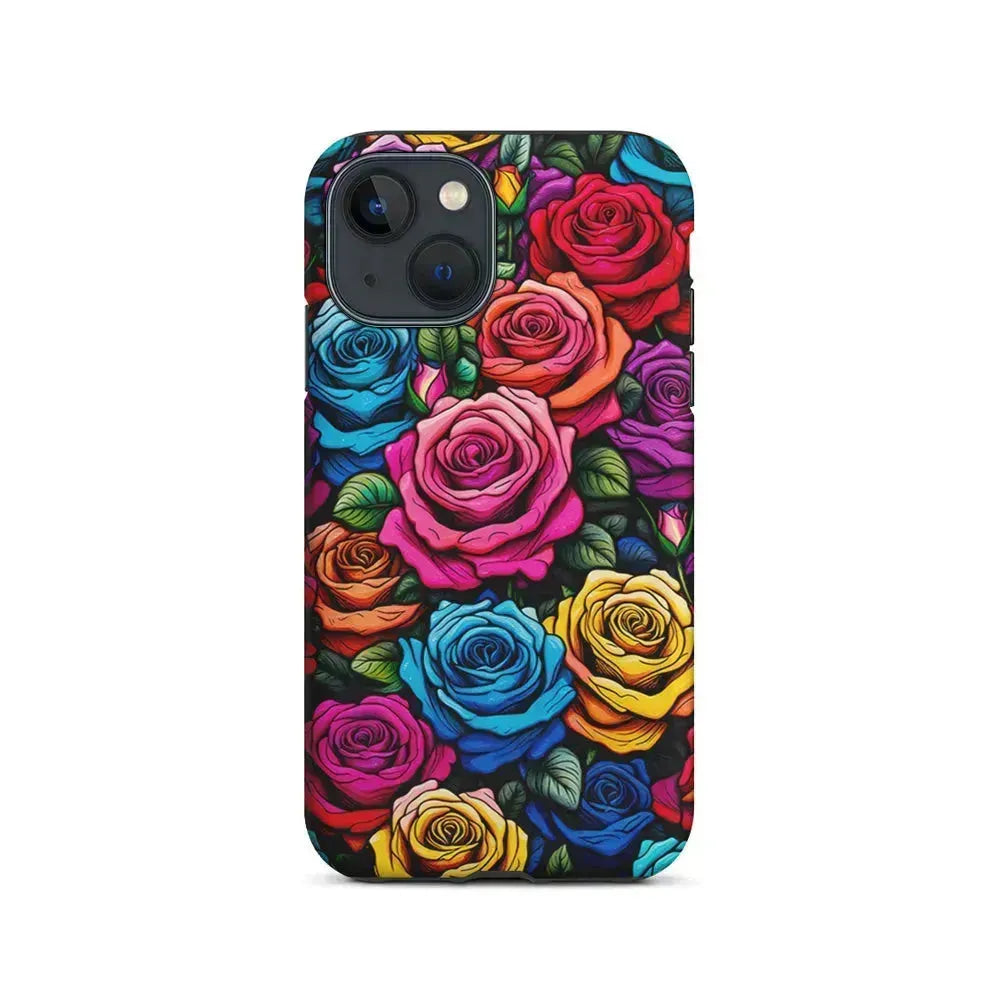 Colourful Roses Flowers Aesthetic iPhone 13 Mini Case-2 in 1 Tough Case-Xtracase