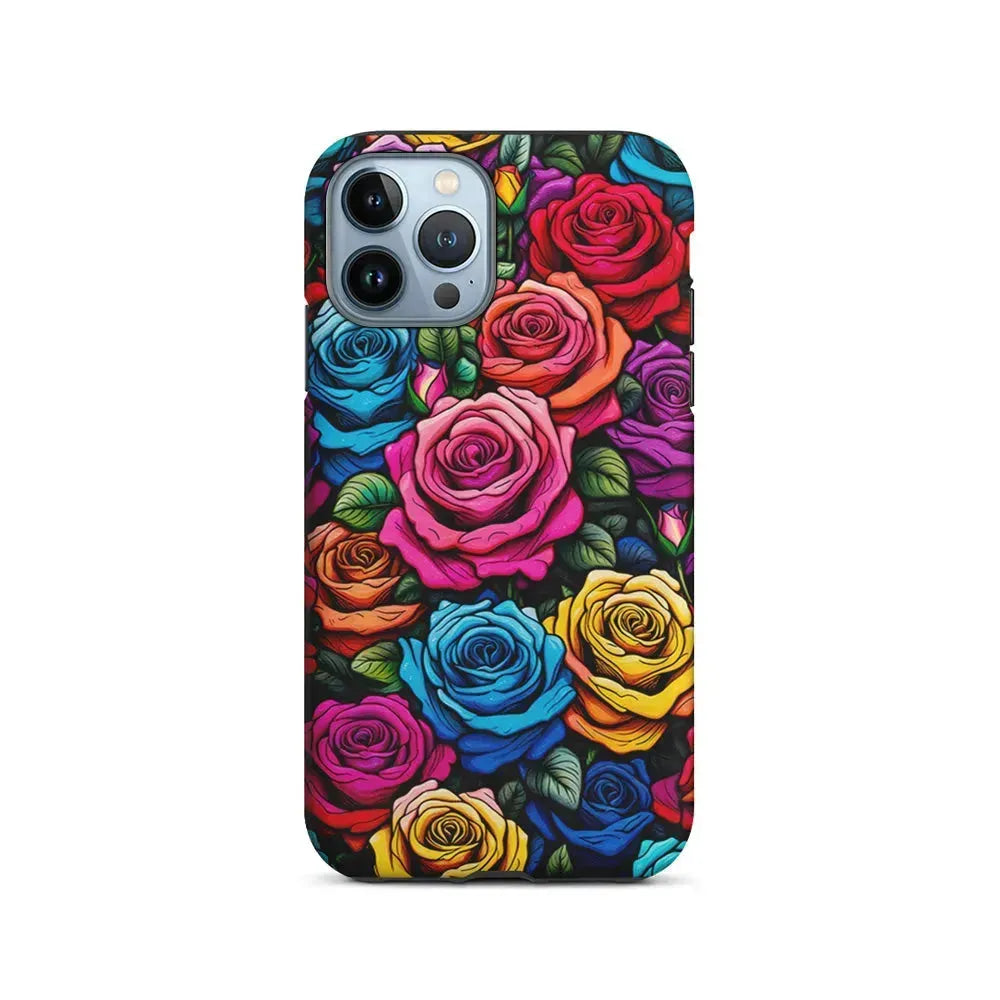Colourful Roses Flowers Aesthetic iPhone 15 Pro Max Case-2 in 1 Tough Case-Xtracase