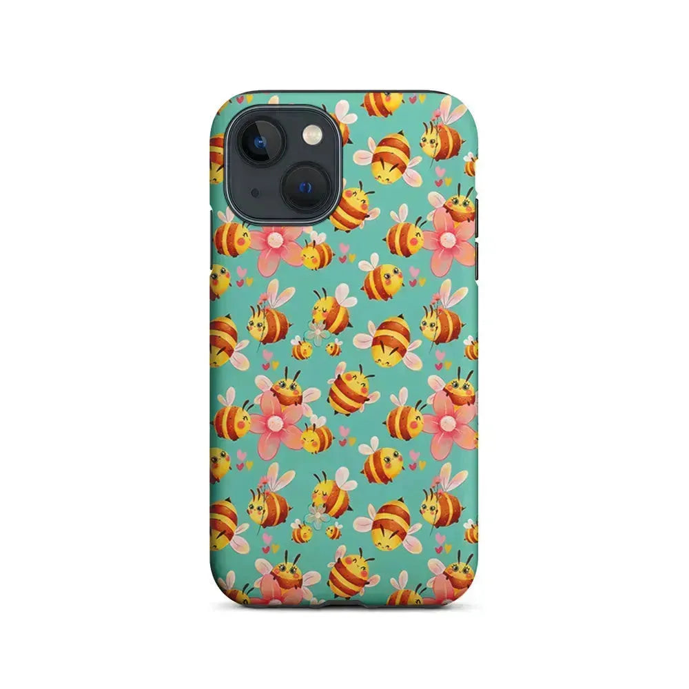 Cute Cartoon Honey Bees iPhone 13 Mini Case-2 in 1 Tough Case-Xtracase