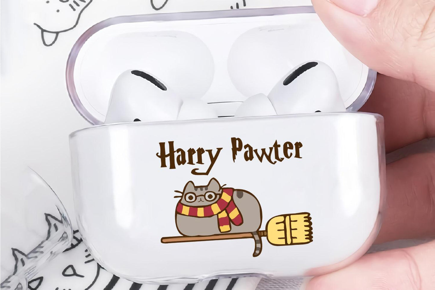 Cute Cat Harry Pawter Protective Clear Case Cover For Apple Airpod Pro 2-Xtracase