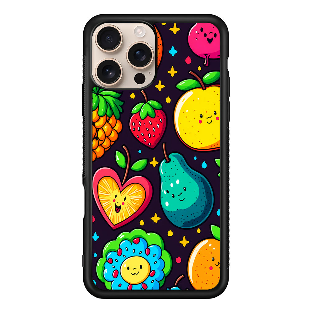 Cute Colorful Fruit Cartoon iPhone 16 Pro Case - iPhone 16 Pro