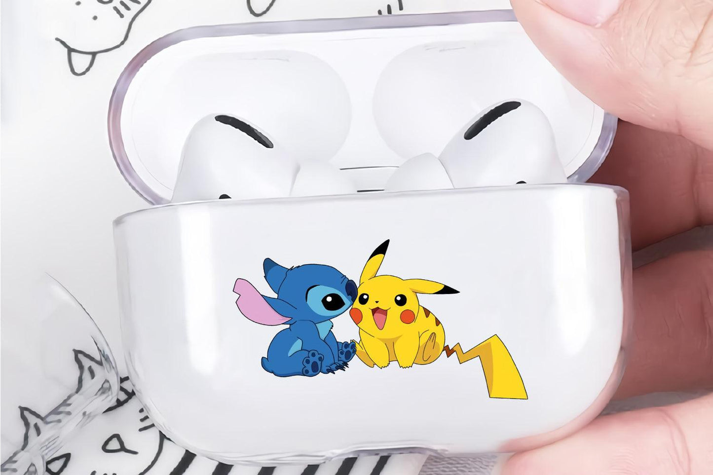 Cute Stitch and Pikachu Protective Clear Case Cover For Apple Airpod Pro 2-Xtracase