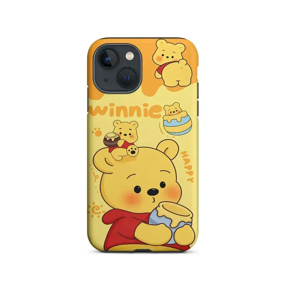 Cute Winnie The Pooh Happy iPhone 13 Mini Case-2 in 1 Tough Case-Xtracase