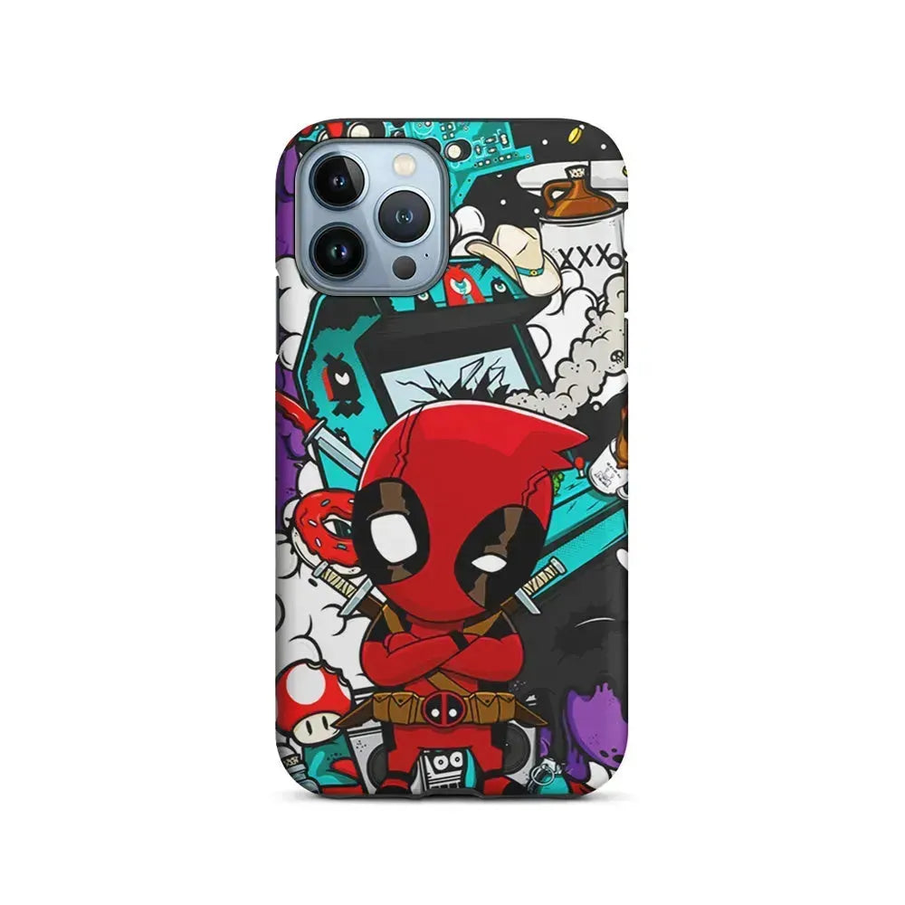 Deadpoll Destroy Game Station iPhone 15 Pro Max Case-2 in 1 Tough Case-Xtracase