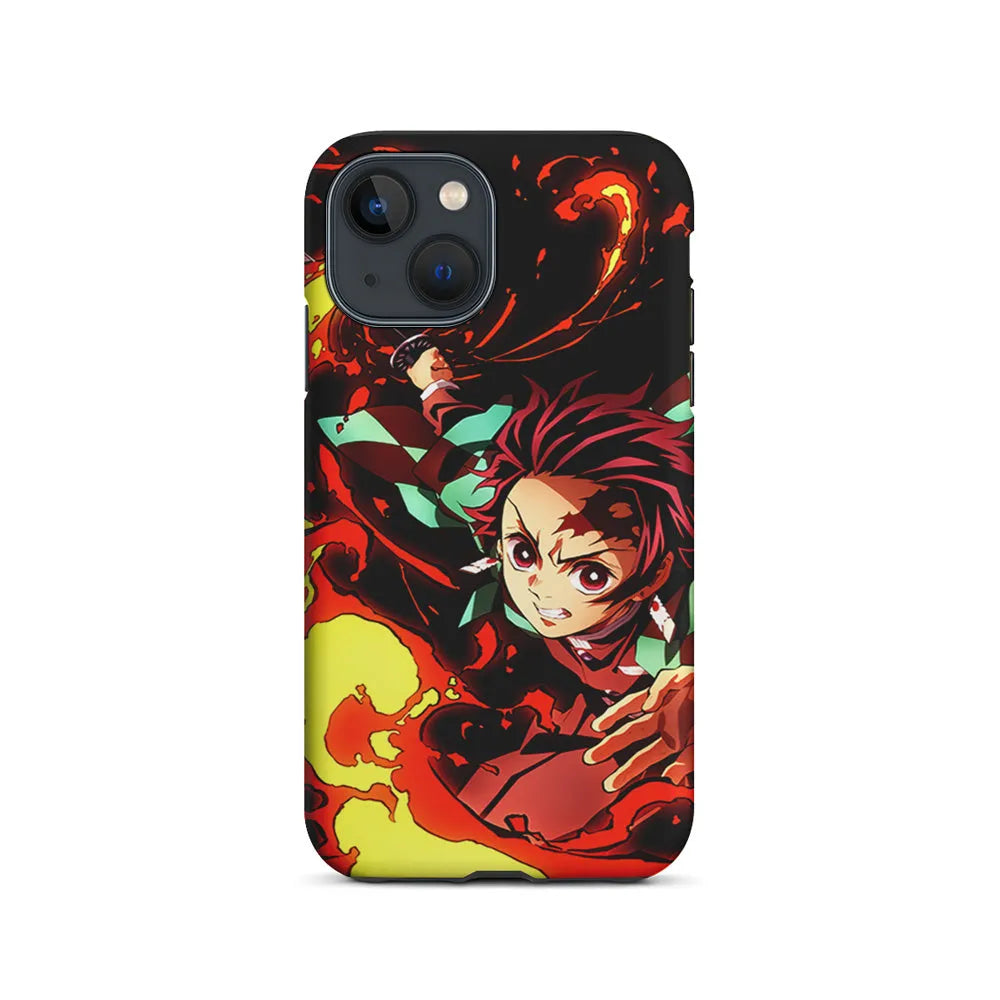 Demon Slayer Tanjiro Battle Mode iPhone 15 Case-2 in 1 Tough Case-Xtracase