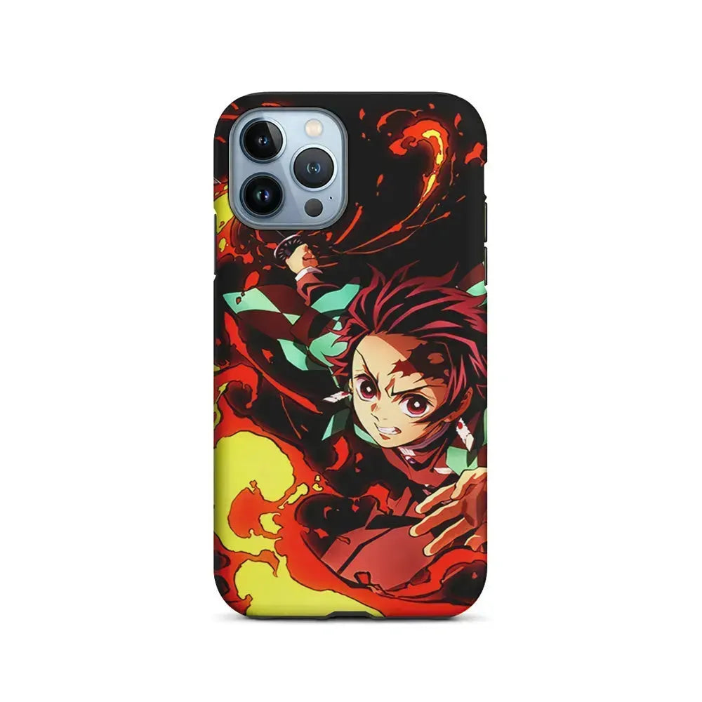 Demon Slayer Tanjiro Battle Mode iPhone 15 Pro Max Case-2 in 1 Tough Case-Xtracase