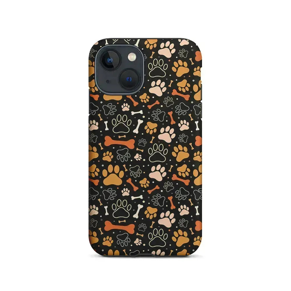 Dog Footprints and Bones iPhone 13 Mini Case-2 in 1 Tough Case-Xtracase