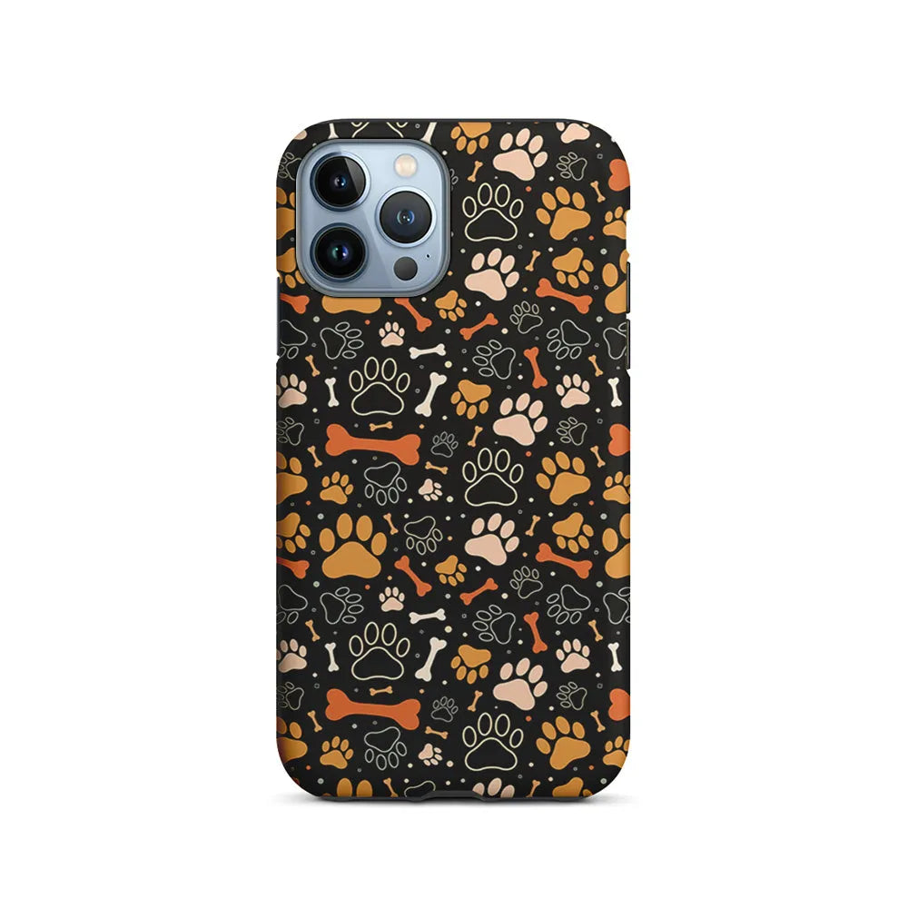 Dog Footprints and Bones iPhone 13 Pro Case-2 in 1 Tough Case-Xtracase