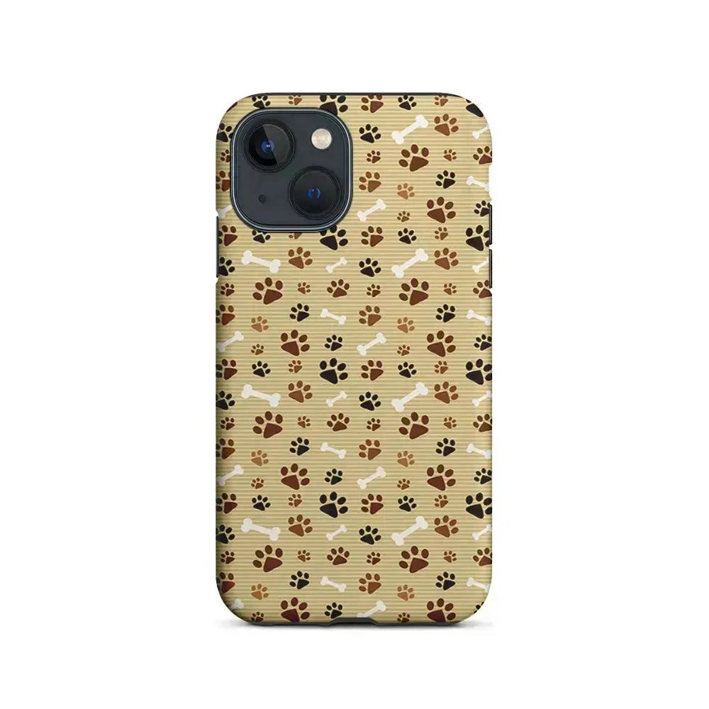 Dog Paw Print and Bones iPhone 13 Mini Case-2 in 1 Tough Case-Xtracase