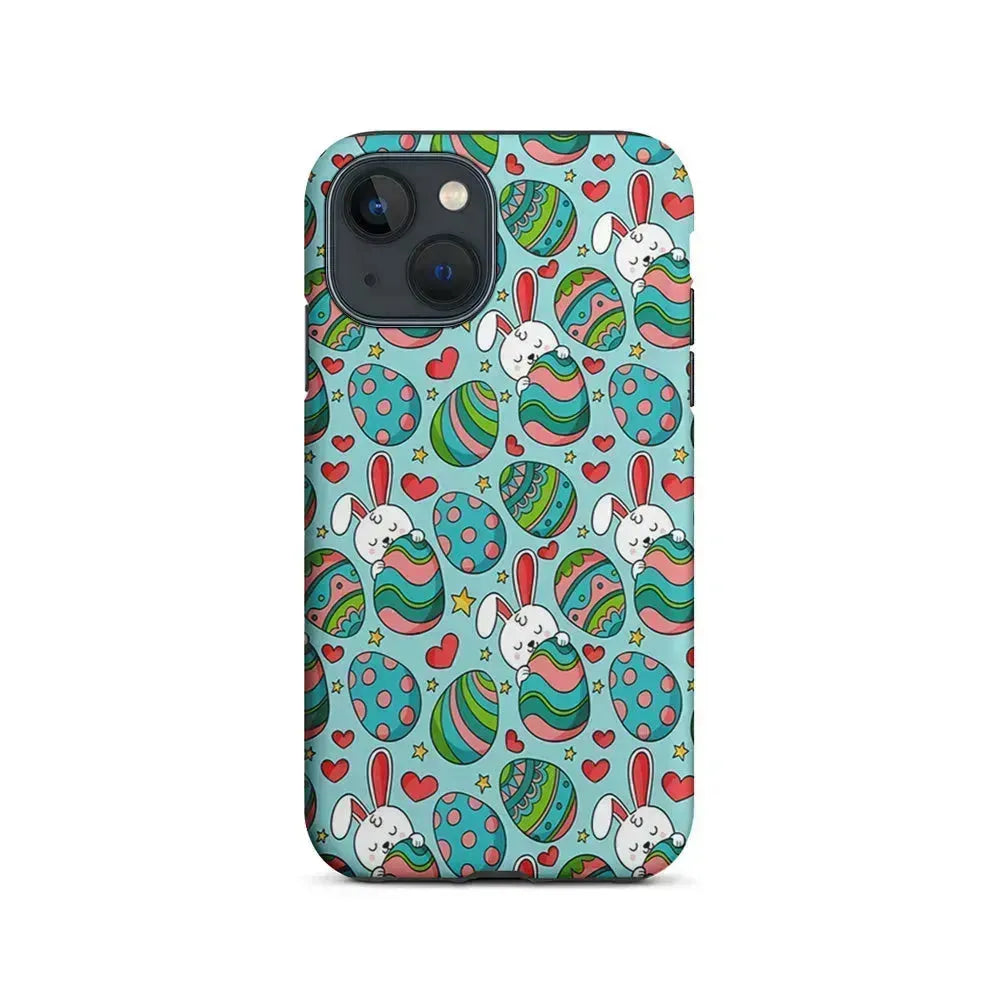 Easter Eggs and Rabbits Pattern iPhone 13 Mini Case-2 in 1 Tough Case-Xtracase