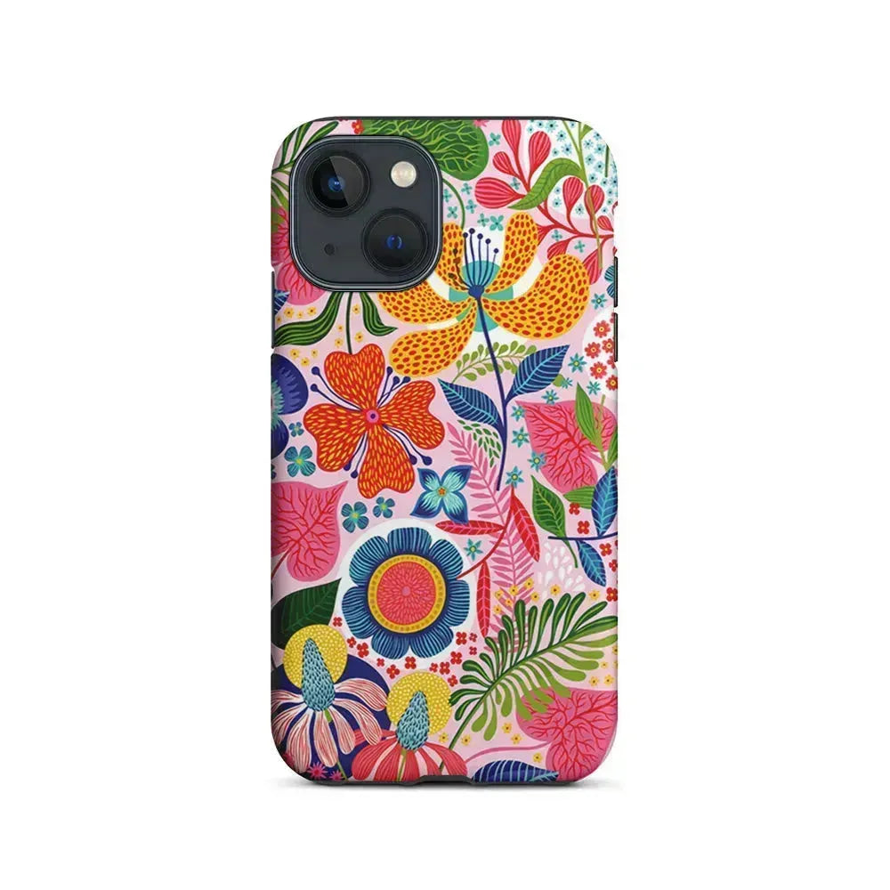 Exotic Floral Aesthetic iPhone 13 Mini Case-2 in 1 Tough Case-Xtracase