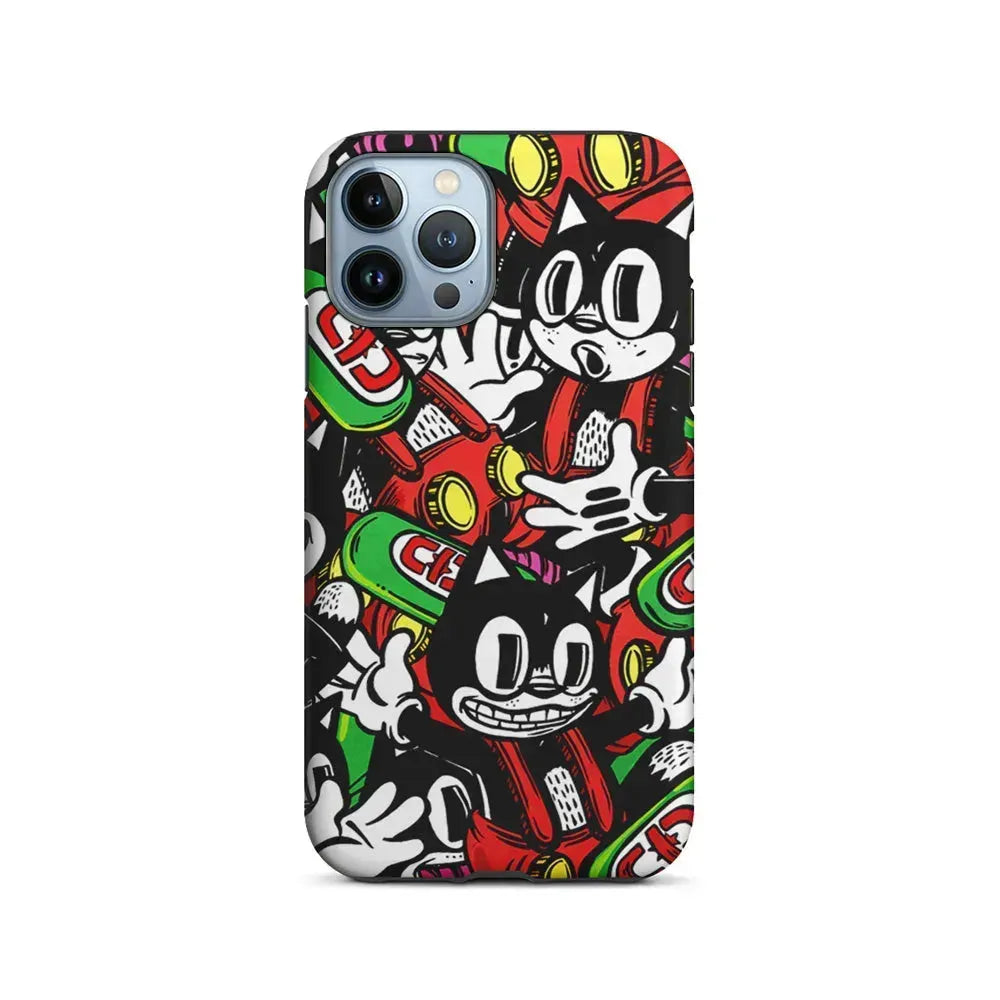 Felix The Cat Club Party iPhone 15 Pro Max Case-2 in 1 Tough Case-Xtracase