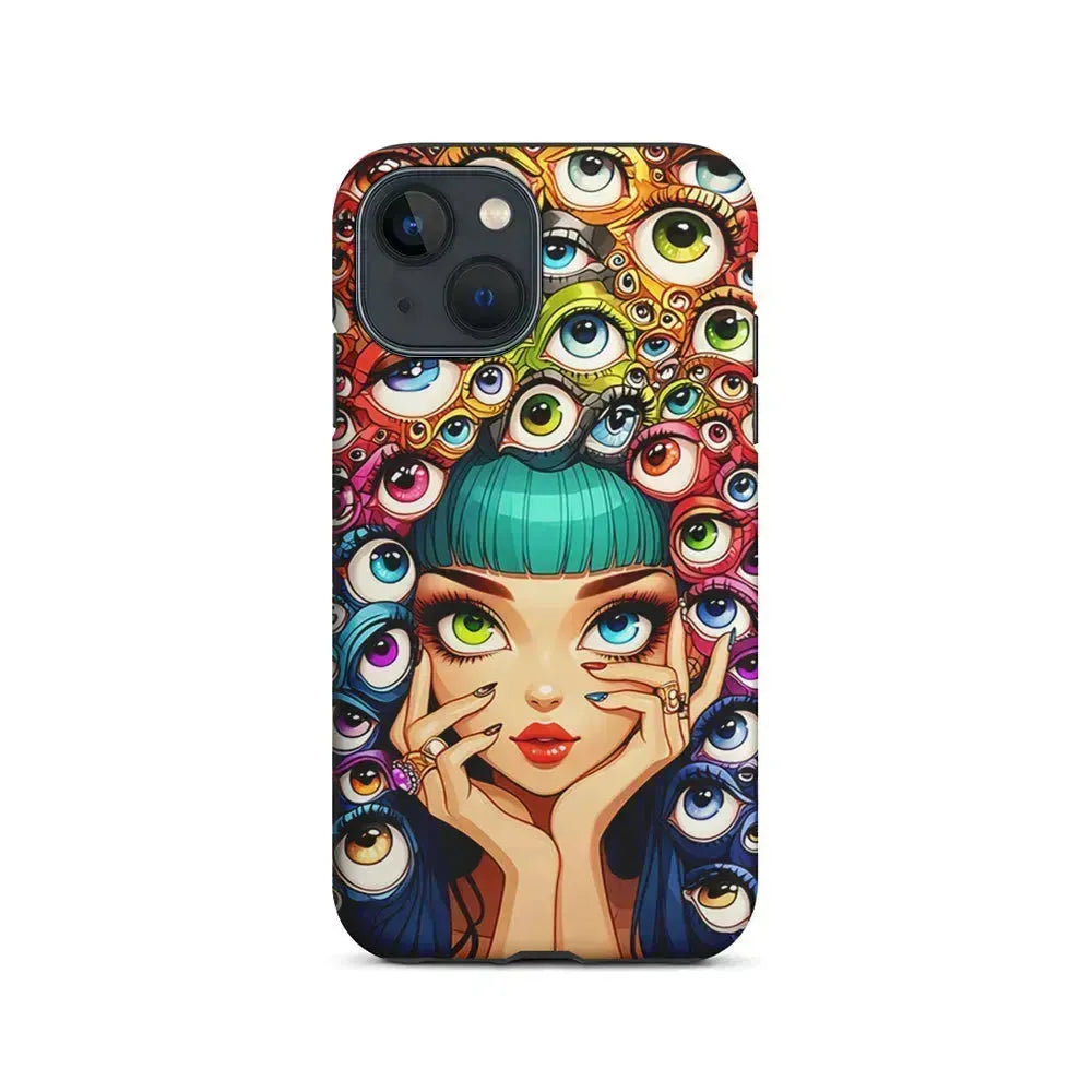 Flamboyant Girl with Many Eyes iPhone 13 Mini Case-2 in 1 Tough Case-Xtracase