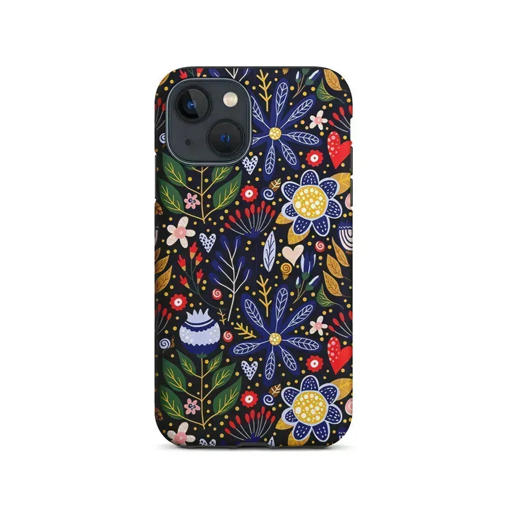 Flowers on a Dark Aesthetic iPhone 13 Mini Case-2 in 1 Tough Case-Xtracase