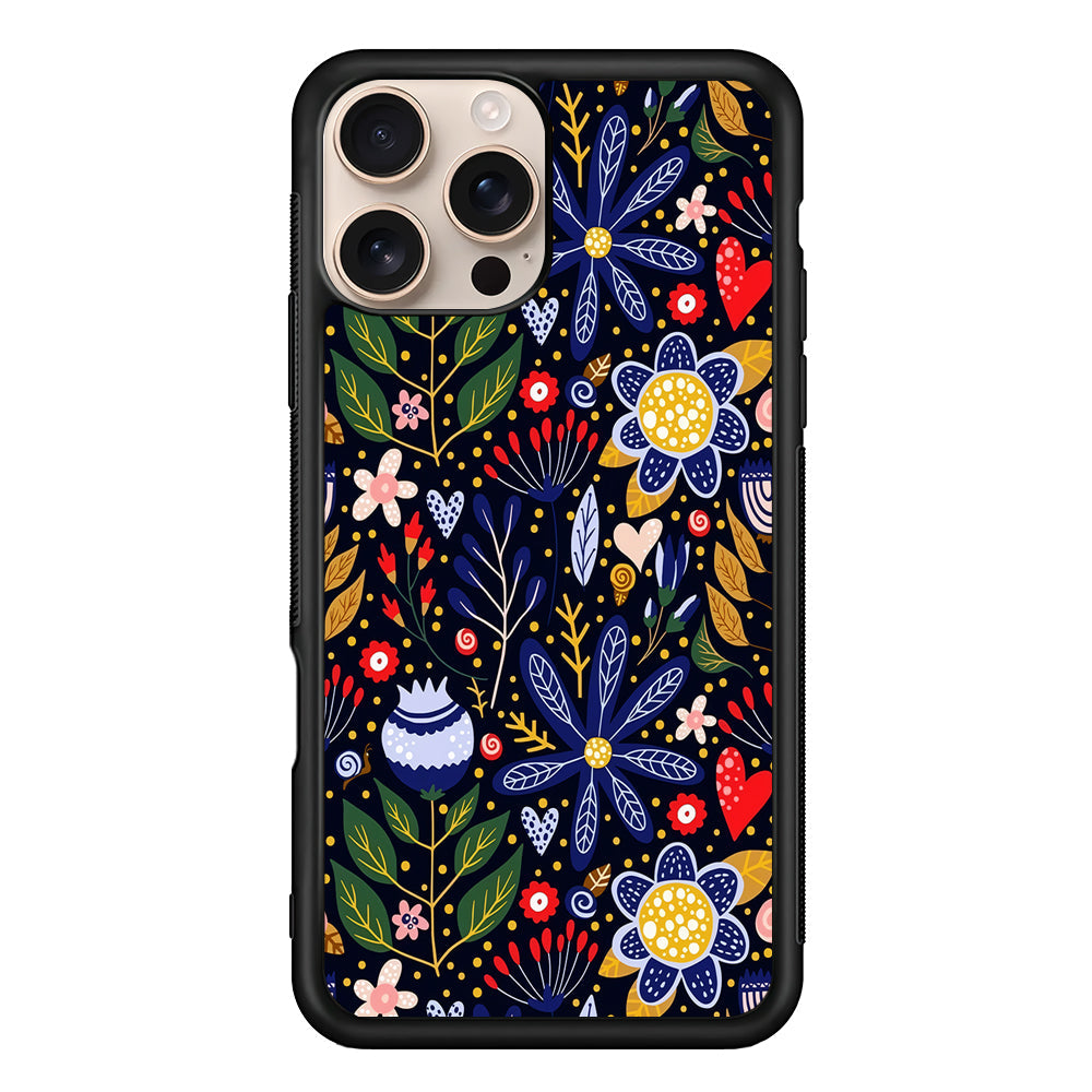 Flowers on a Dark Aesthetic iPhone 16 Pro Max Case - iPhone 16 Pro Max