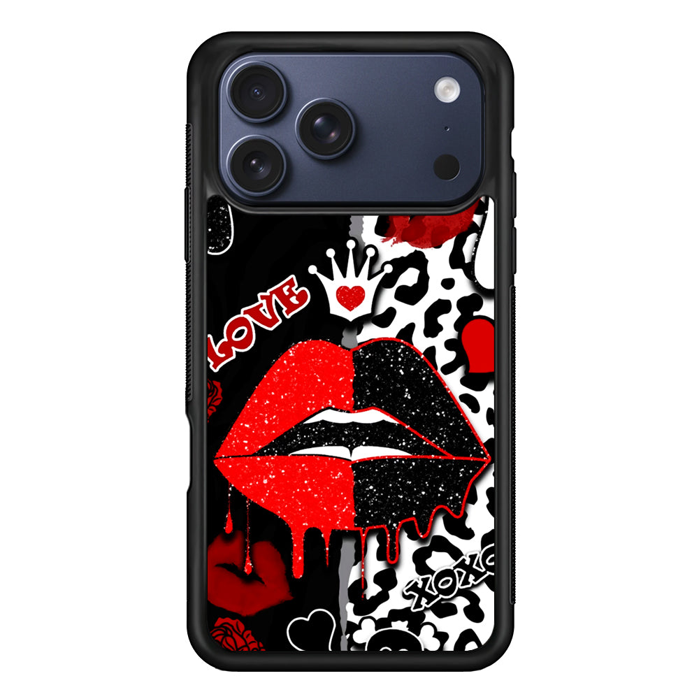 Girly Red Black Lips Kiss iPhone 17 Pro Case - Xtracase