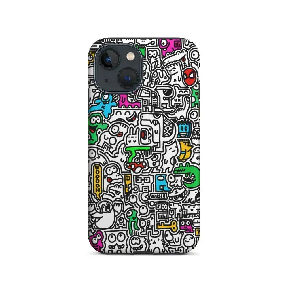 Graffiti Doodle Drawings Art iPhone 13 Mini Case-2 in 1 Tough Case-Xtracase