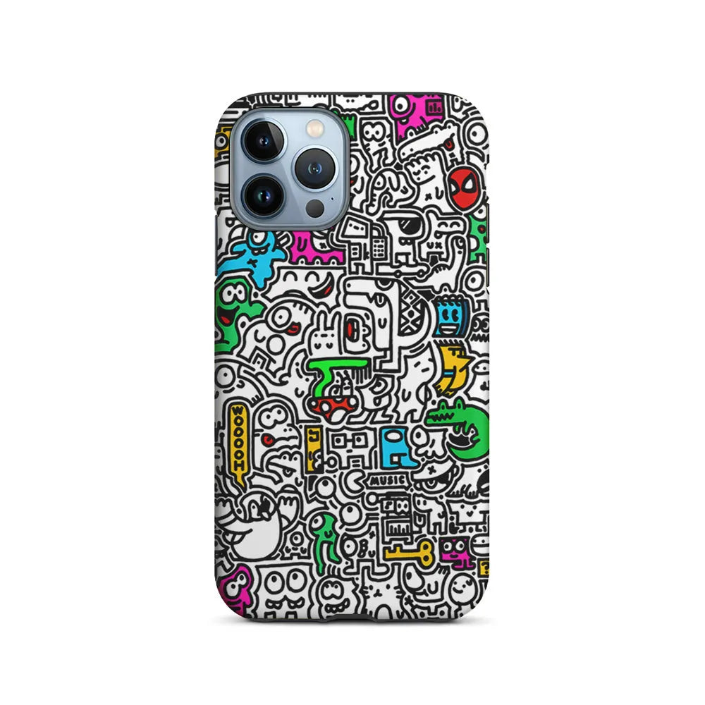 Graffiti Doodle Drawings Art iPhone 13 Pro Case-2 in 1 Tough Case-Xtracase