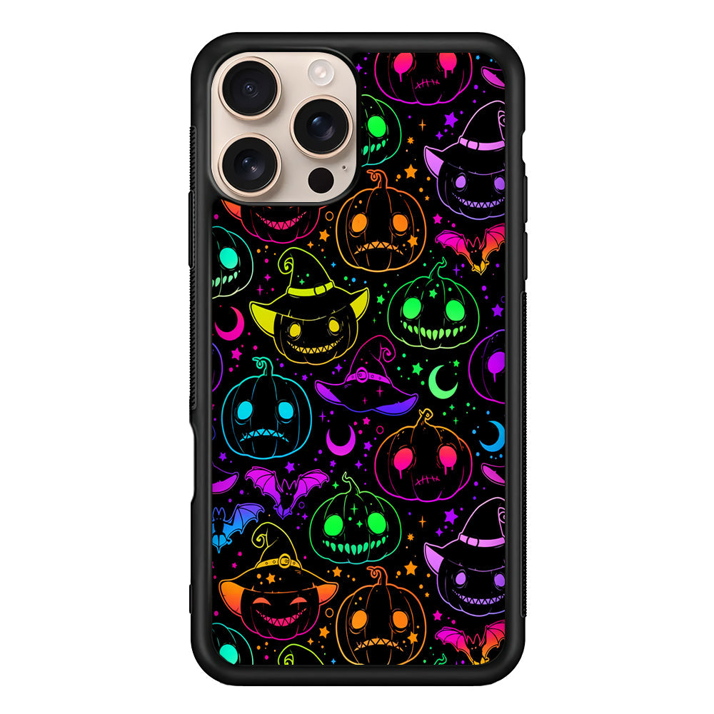 Halloween Pumpkins and Flying Bats iPhone 16 Pro Max Case - iPhone 16 Pro Max