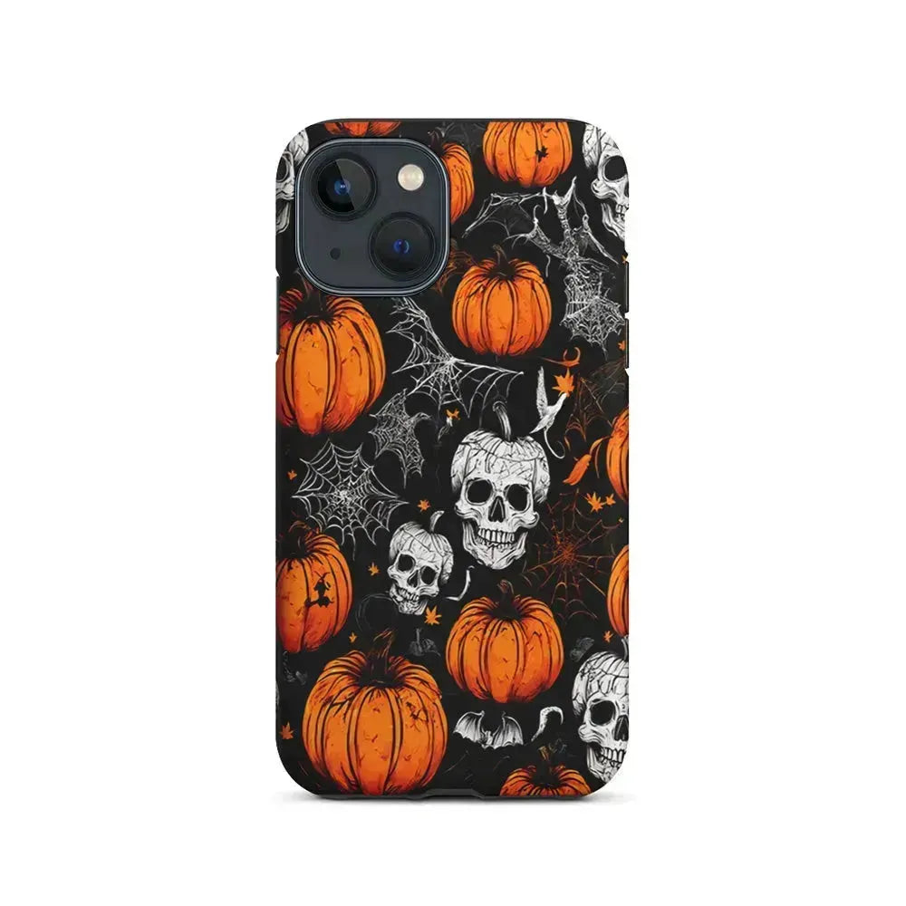 Halloween Skull and Spider Webs iPhone 13 Mini Case-2 in 1 Tough Case-Xtracase