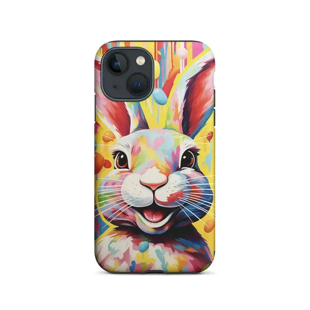 Happy Rabbit Painting iPhone 13 Mini Case-2 in 1 Tough Case-Xtracase