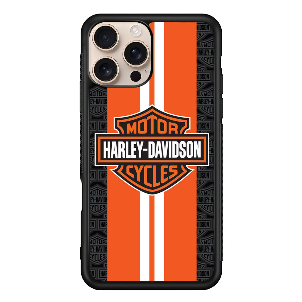 Harley Davidson Orange Stripe White iPhone 16 Pro Case - Xtracase